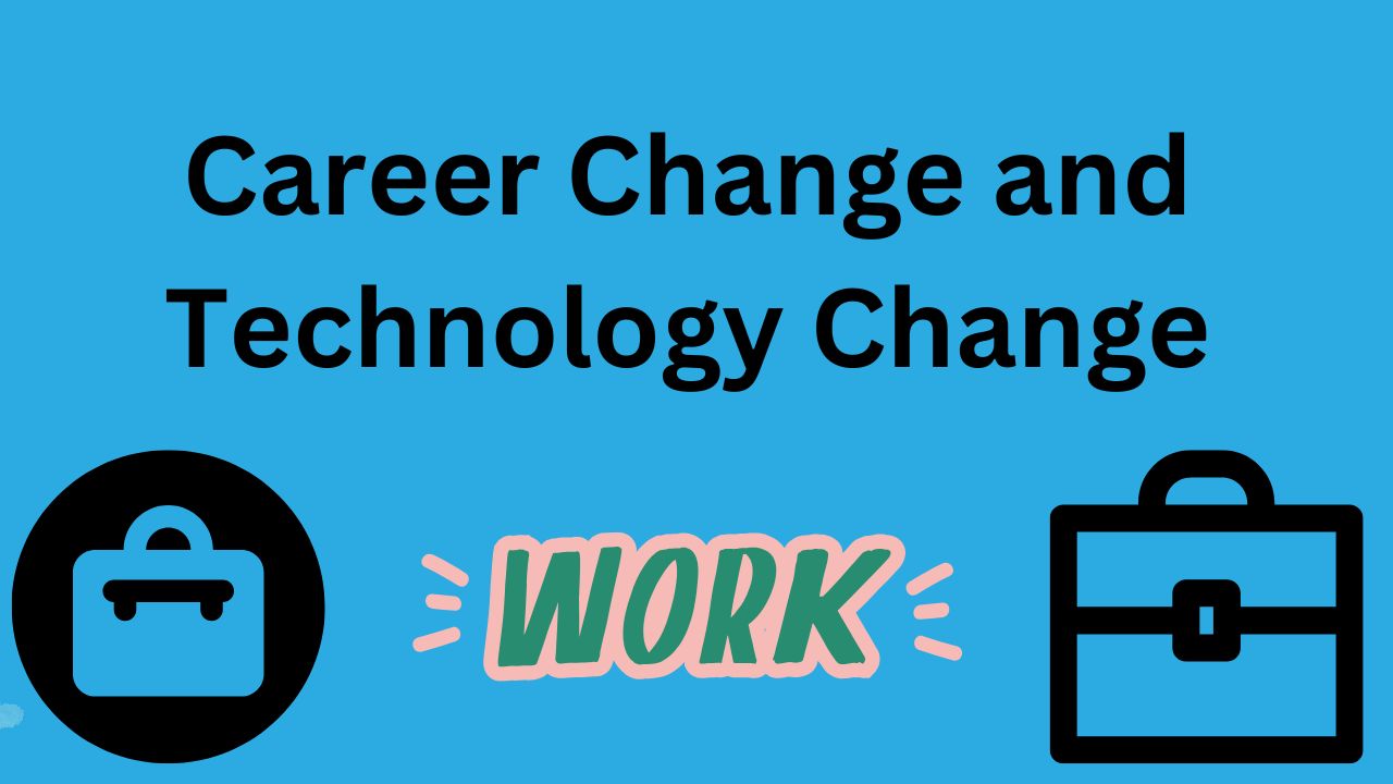 Has "Career Change and Technology Change" written on it - with two brief cases (different styles) in each bottom corner. And word "Work" at bottom middle.